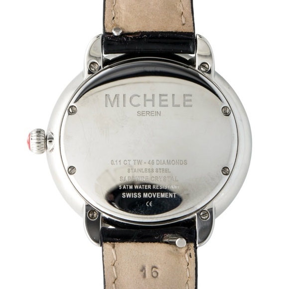 MICHELE Serein Mother of Pearl Diamond Dial Watch w/Extra Black Red Tan Straps - Picture 4 of 4